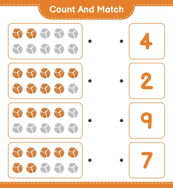 Conta Abbina Conta Numero Cookie Abbina Numeri Giusti Gioco Educativo — Vettoriale Stock