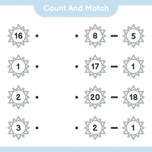 Count Match Count Number Snowflake Match Right Numbers Educational Children — Stock Vector