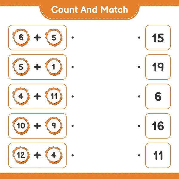 Conta Abbina Conta Numero Cookie Abbina Numeri Giusti Gioco Educativo — Vettoriale Stock