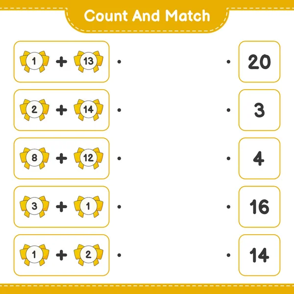 Подсчитайте Сравните Посчитайте Число Лент Сопоставьте Правильными Цифрами Образовательные Игры — стоковый вектор