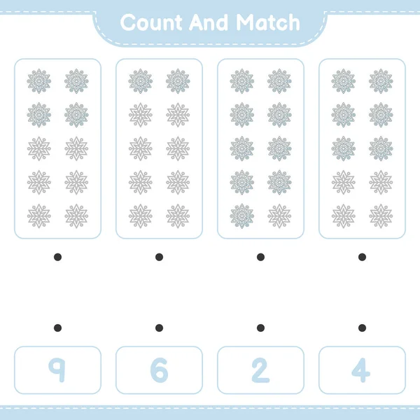 Count Match Count Number Snowflake Match Right Numbers Educational Children — Stock Vector