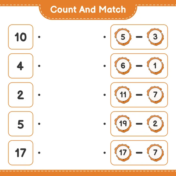 Conta Abbina Conta Numero Cookie Abbina Numeri Giusti Gioco Educativo — Vettoriale Stock