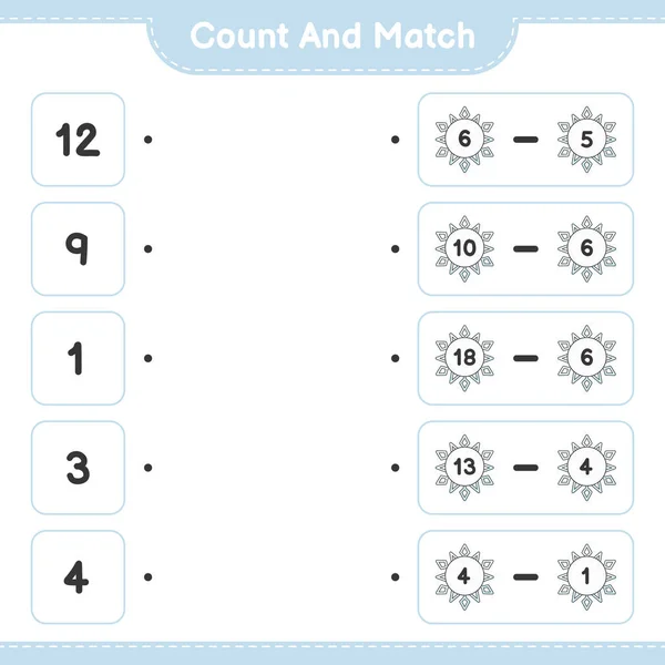 Compter Faire Correspondre Compter Nombre Flocon Neige Faire Correspondre Avec — Image vectorielle