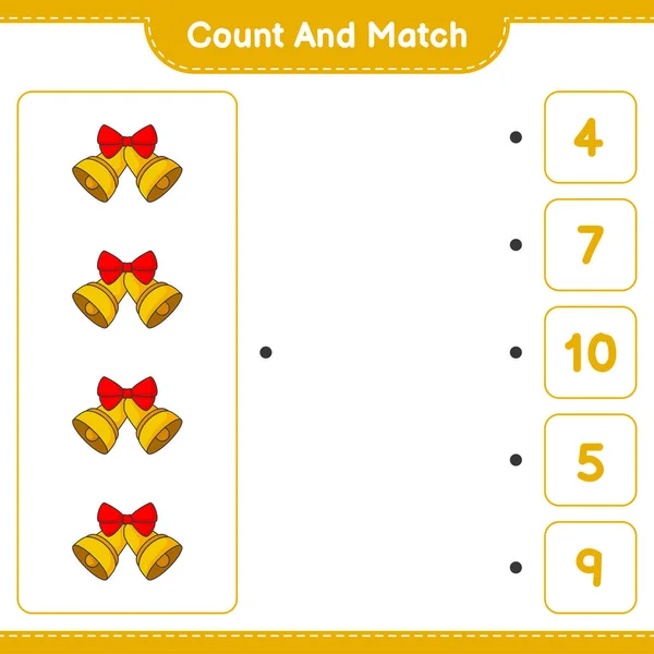 Count Match Count Number Christmas Bell Match Right Numbers Educational — Stock Vector