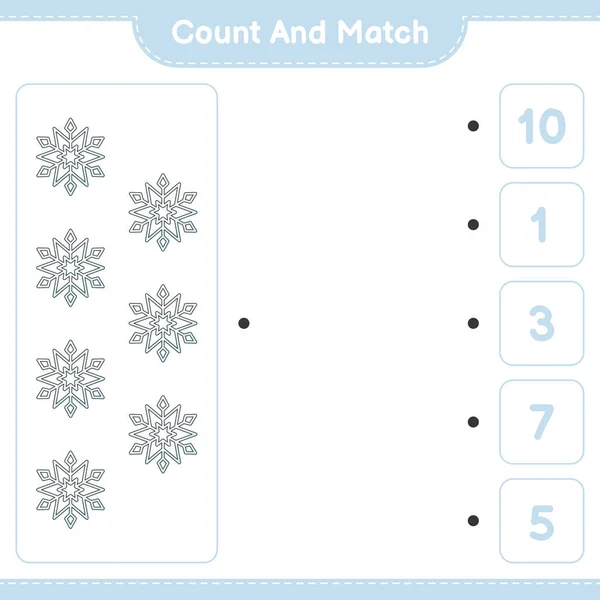 Count Match Count Number Snowflake Match Right Numbers Educational Children — Stock Vector