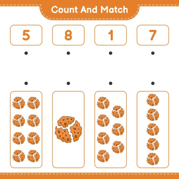 Contar Coincidir Contar Número Cookies Coincidir Con Los Números Correctos — Vector de stock