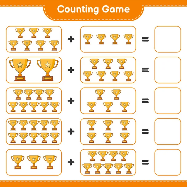 Count Match Count Number Trophy Match Right Numbers Educational Children — Stock Vector