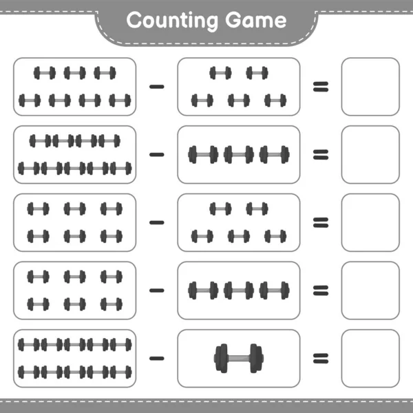 Tæl Match Tæl Antallet Dumbbell Match Med Rigtige Tal Undervisningsbørn – Stock-vektor