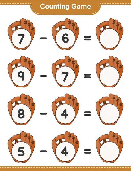 Count Match Count Number Baseball Glove Match Right Numbers Educational — Stock Vector