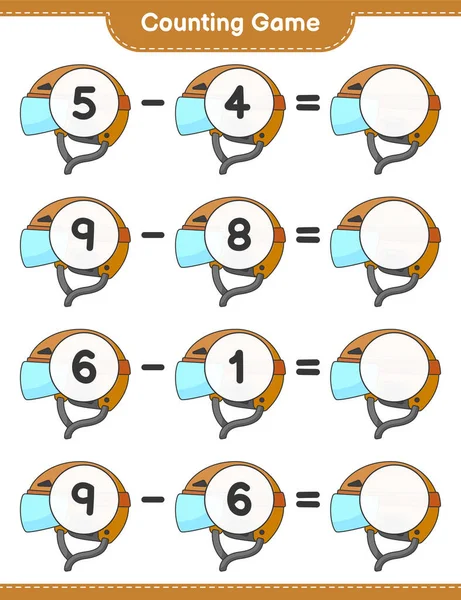 Räkna Och Matcha Räkna Antalet Hockey Helmet Och Matcha Med — Stock vektor
