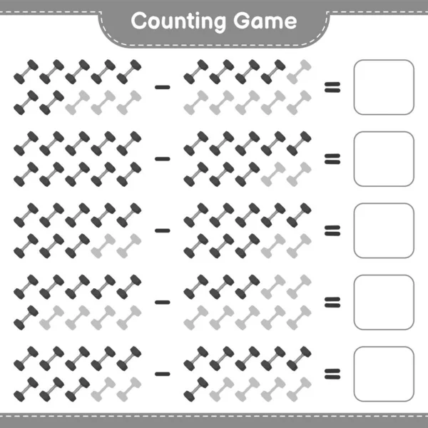 カウントして一致させ ダンベルの数を数え 正しい数と一致させます 教育用子供ゲーム 印刷可能なワークシート ベクトルイラスト — ストックベクタ