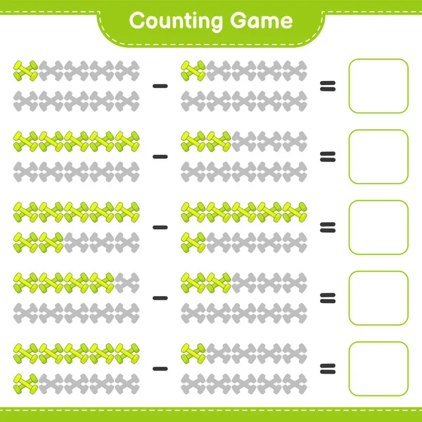 计数和匹配 计数数字的哑铃和匹配与正确的数字 教育儿童游戏 可打印工作表 矢量图解 — 图库矢量图片