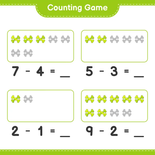 计数和匹配 计数数字的哑铃和匹配与正确的数字 教育儿童游戏 可打印工作表 矢量图解 — 图库矢量图片