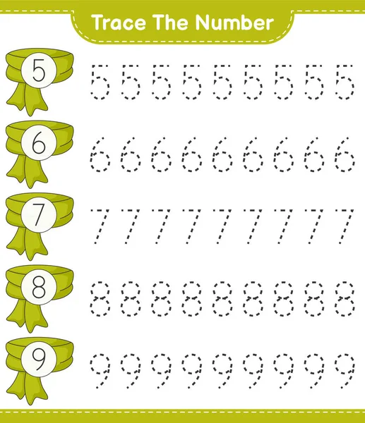 Verfolgen Sie Die Nummer Fahndungsnummer Mit Schal Pädagogisches Kinderspiel Druckbares — Stockvektor