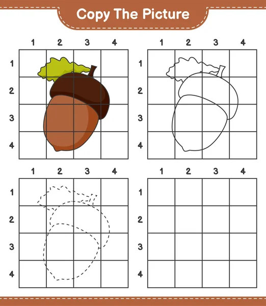 Αντιγράψτε Την Εικόνα Αντιγράψτε Την Εικόνα Της Acorn Χρησιμοποιώντας Γραμμές — Διανυσματικό Αρχείο