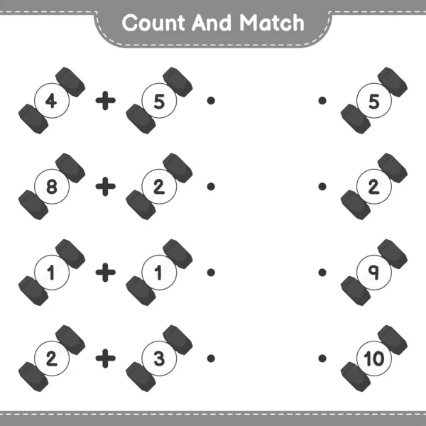 Count Match Count Number Dumbbell Match Right Numbers Educational Children — Stock Vector