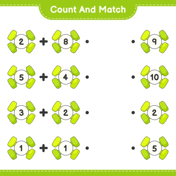 Count Match Count Number Dumbbell Match Right Numbers Educational Children — Stock Vector