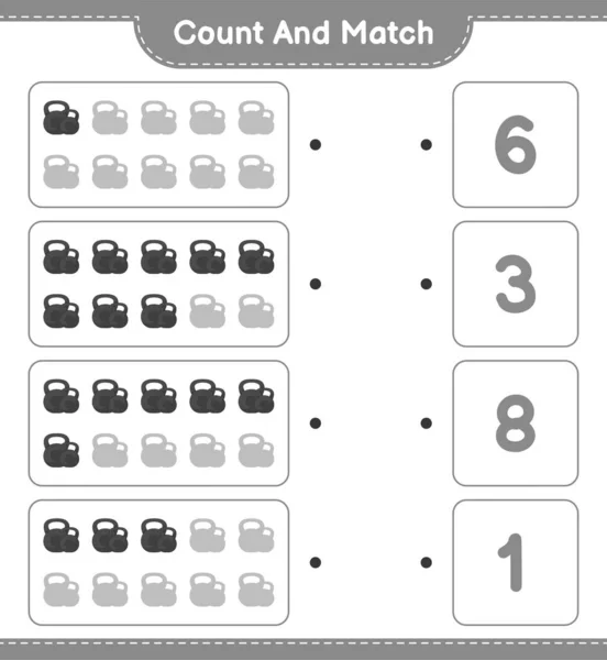 Compter Faire Correspondre Compter Nombre Dumbbell Faire Correspondre Avec Les — Image vectorielle