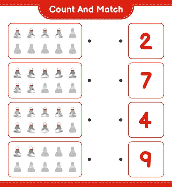 Подсчитайте Сравните Посчитайте Количество Шаттла Сопоставьте Правильными Числами Образовательные Игры — стоковый вектор