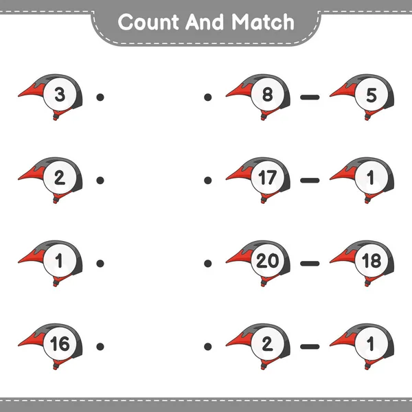Zählen Und Übereinstimmen Die Anzahl Der Fahrradhelme Zählen Und Mit — Stockvektor
