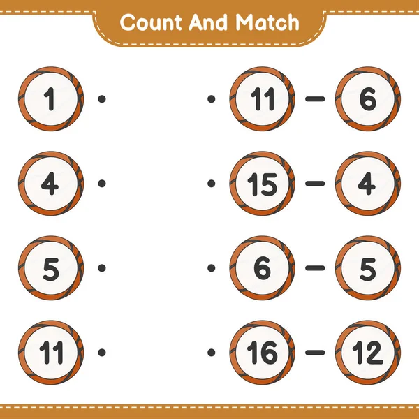 Count Match Count Number Basketball Match Right Numbers Educational Children — Stock Vector