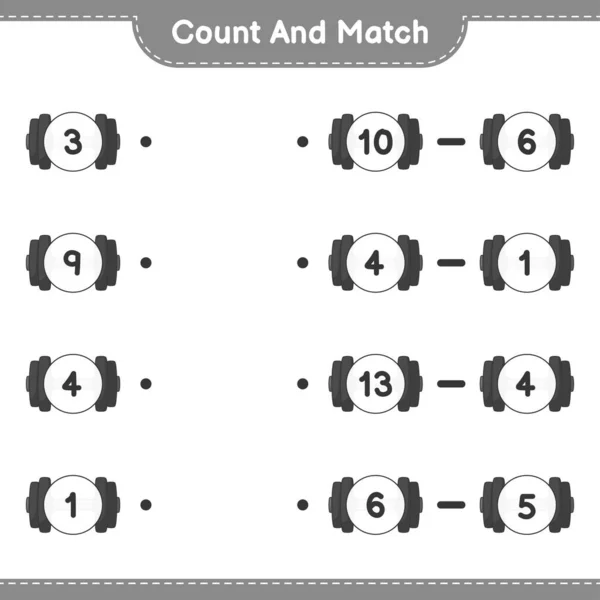 Count Match Count Number Dumbbell Match Right Numbers Educational Children — Stock Vector