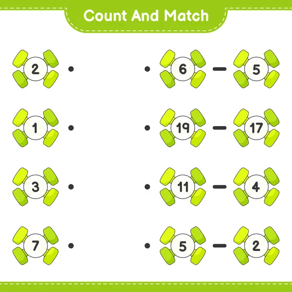 Tel Match Tel Het Aantal Dumbbell Match Met Juiste Nummers — Stockvector