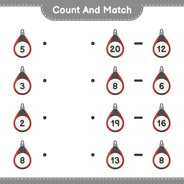 Contar Coincidir Contar Número Saco Boxeo Coincidir Con Los Números — Archivo Imágenes Vectoriales