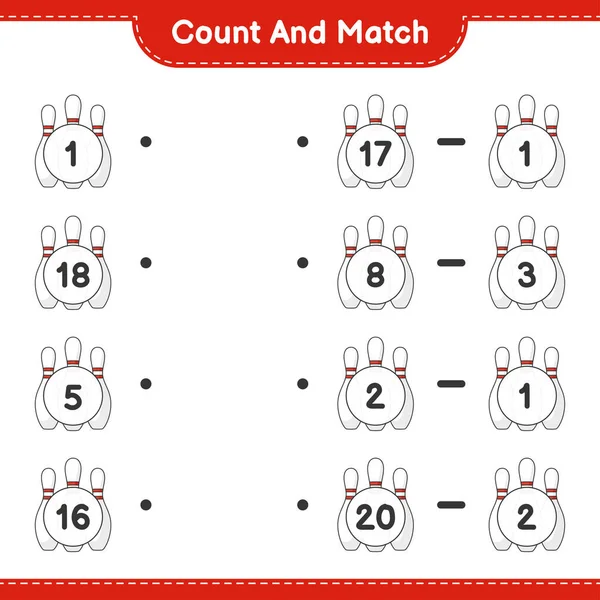 Conte Combine Conte Número Bowling Pin Combine Com Números Certos — Vetor de Stock