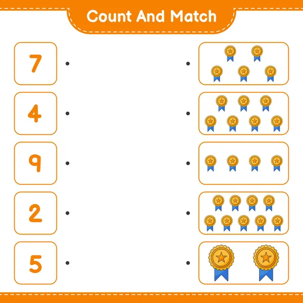 Zählen Und Übereinstimmen Die Anzahl Der Trophäen Zählen Und Mit — Stockvektor