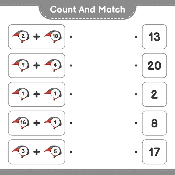 Menghitung Dan Mencocokkan Menghitung Jumlah Sepeda Helm Dan Mencocokkan Dengan - Stok Vektor