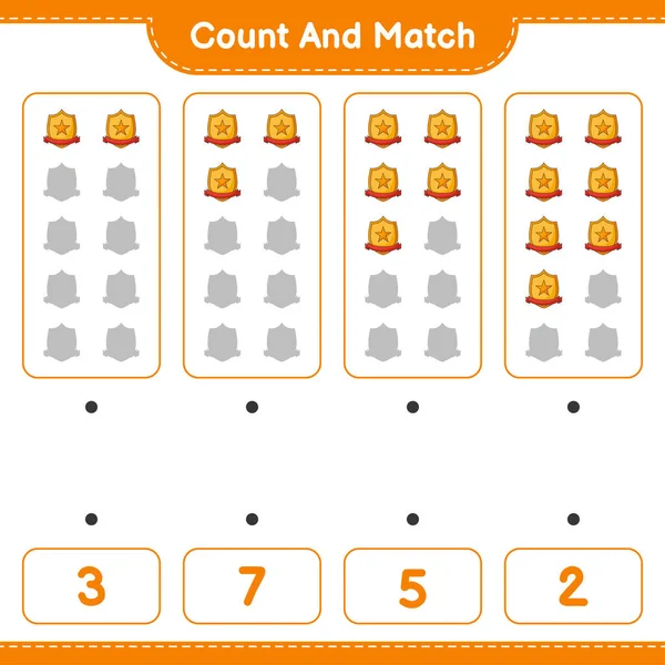 Tel Match Tel Het Aantal Trophy Match Met Juiste Nummers — Stockvector