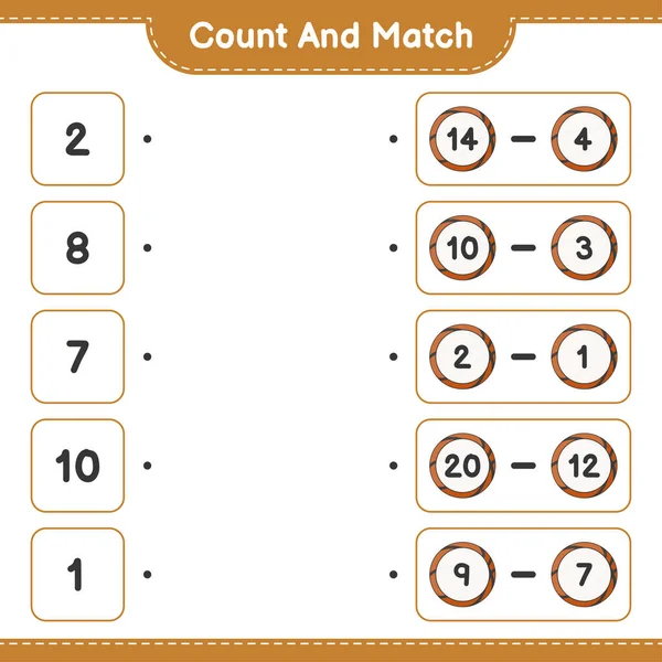 Count Match Count Number Basketball Match Right Numbers Educational Children — Stock Vector