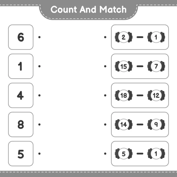 Tel Match Tel Het Aantal Dumbbell Match Met Juiste Nummers — Stockvector