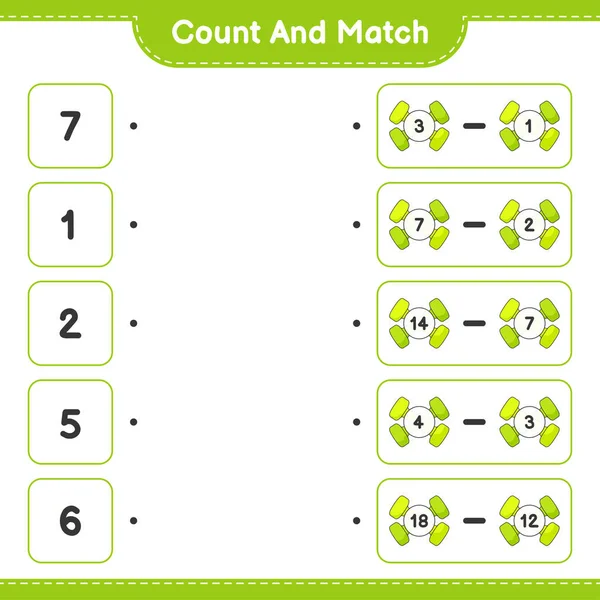 Tel Match Tel Het Aantal Dumbbell Match Met Juiste Nummers — Stockvector