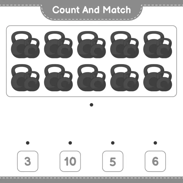 Contare Abbinare Contare Numero Dumbbell Abbinare Con Numeri Giusti Gioco — Vettoriale Stock