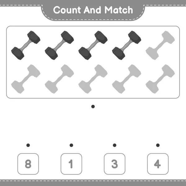 Tel Match Tel Het Aantal Dumbbell Match Met Juiste Nummers — Stockvector