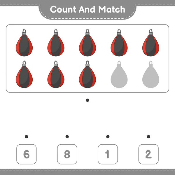 Tel Match Tel Het Aantal Bokszakken Match Met Juiste Nummers — Stockvector