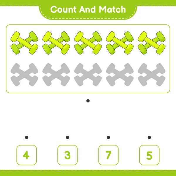Contar Coincidir Contar Número Dumbbell Coincidir Con Los Números Correctos — Vector de stock
