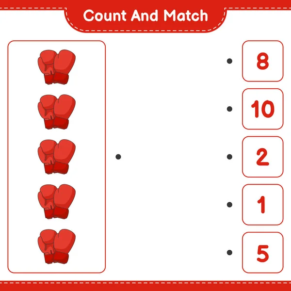 Tel Match Tel Het Aantal Bokshandschoenen Match Met Juiste Nummers — Stockvector