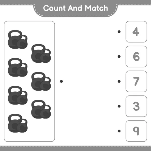 Contar Coincidir Contar Número Dumbbell Coincidir Con Los Números Correctos — Archivo Imágenes Vectoriales