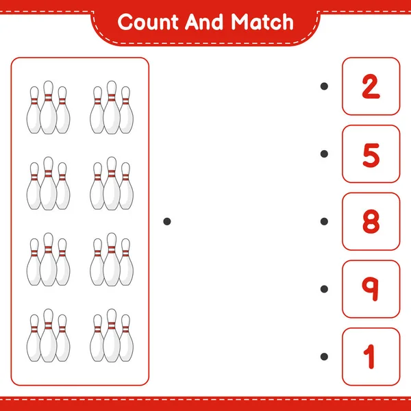 Conte Combine Conte Número Bowling Pin Combine Com Números Certos —  Vetores de Stock