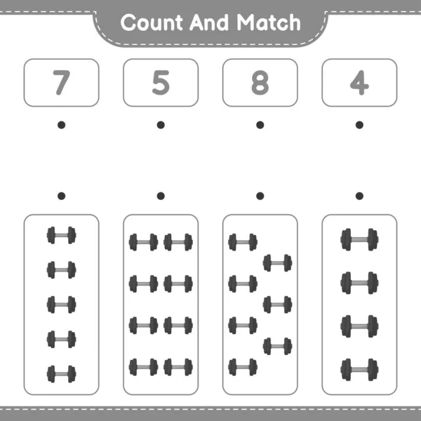 Contar Coincidir Contar Número Dumbbell Coincidir Con Los Números Correctos — Archivo Imágenes Vectoriales