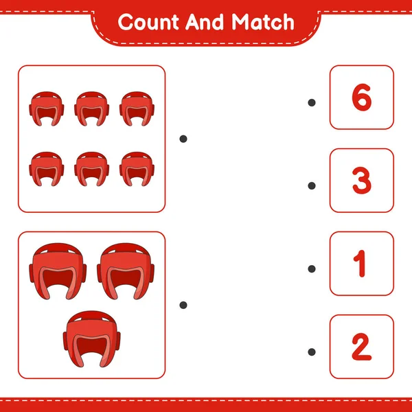 Zählen Und Übereinstimmen Die Anzahl Der Boxhelme Zählen Und Mit — Stockvektor
