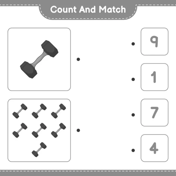 Count Match Count Number Dumbbell Match Right Numbers Educational Children — Stock Vector