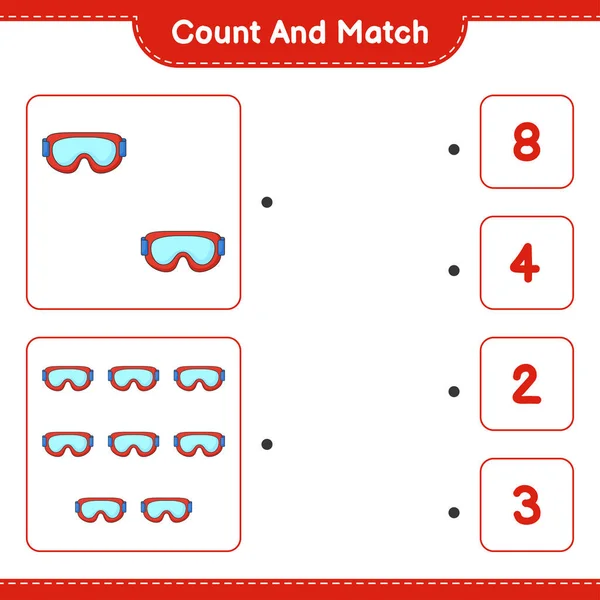 Zählen Und Übereinstimmen Die Anzahl Der Brillen Zählen Und Mit — Stockvektor