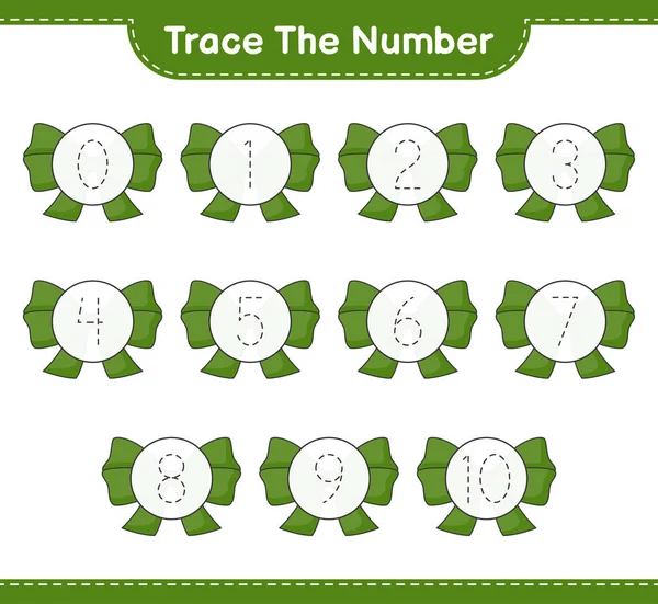 Verfolgen Sie Die Nummer Fahndungsnummer Mit Schleife Pädagogisches Kinderspiel Druckbares — Stockvektor