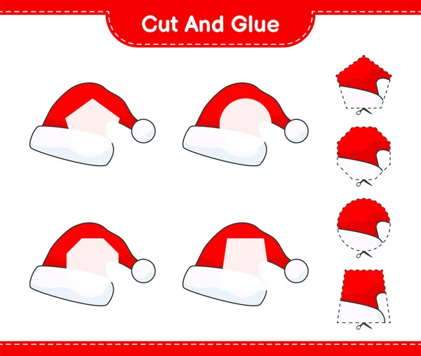 Couper Coller Couper Des Parties Santa Hat Les Coller Jeu — Image vectorielle