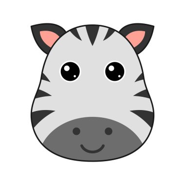 Beyaz arkaplanda sevimli Zebra yüzü izole