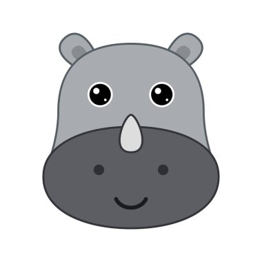 Tatlı gergedan yüzü beyaz arkaplanda izole edilmiş.